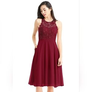 Azazie Burgundy Sylvia Dress, A8 (Medium), knee length
